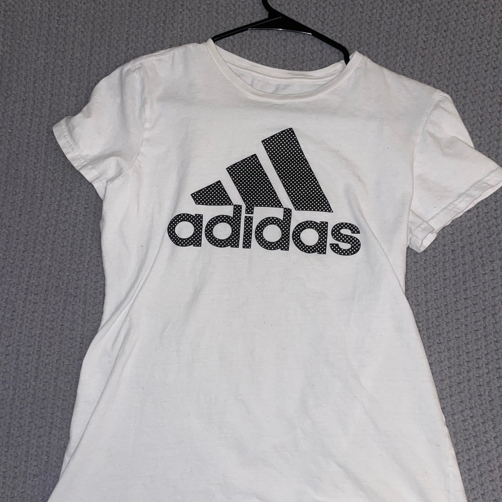 Adidas White Tee with Black Graphic